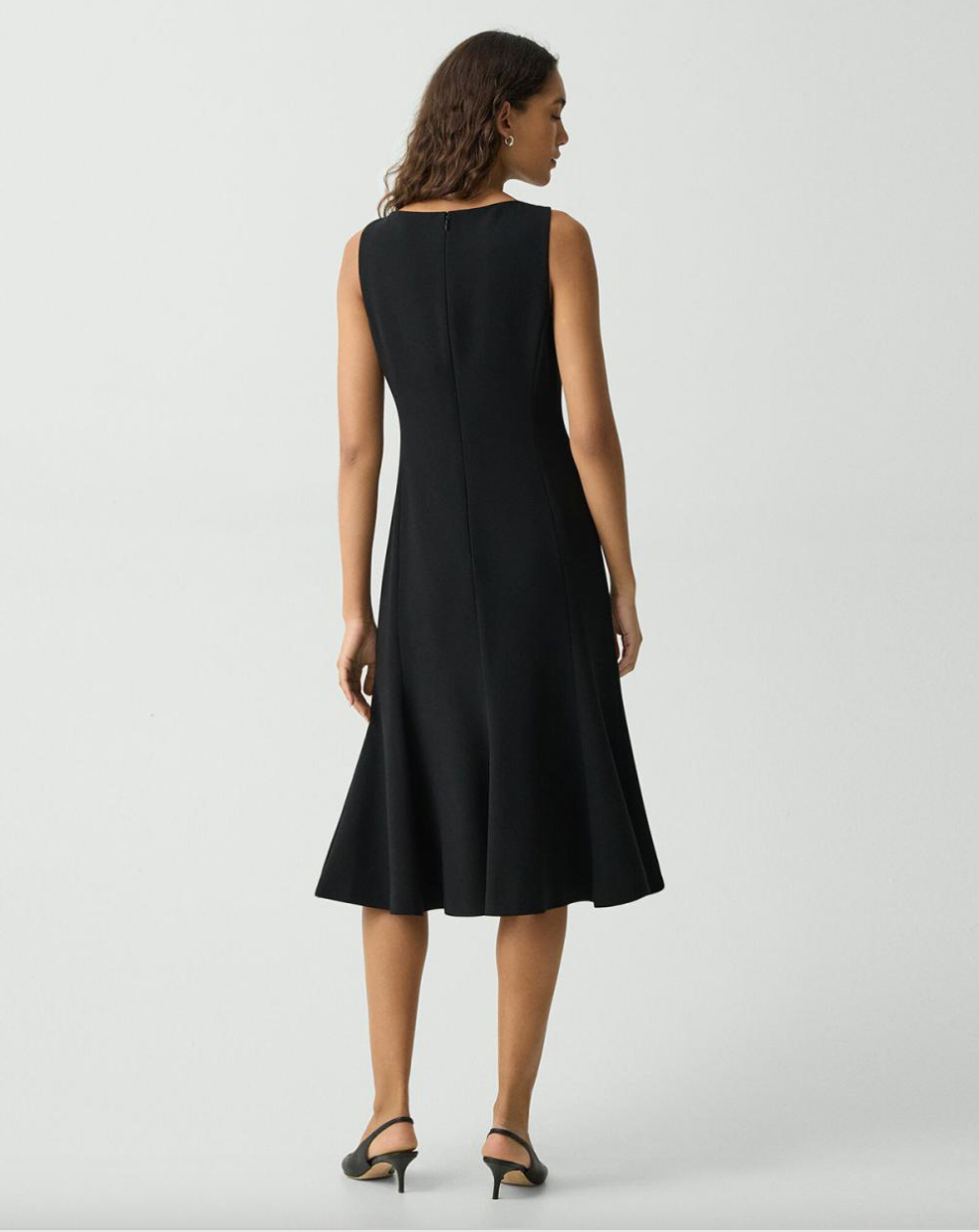 TH Sleeveless Fit-and-Flare Mermaid Midi Dress in Admiral Crepe