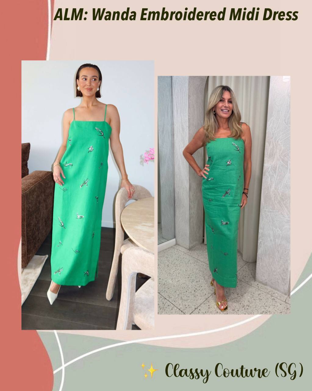 ALM Wanda Embroidered Midi Dress