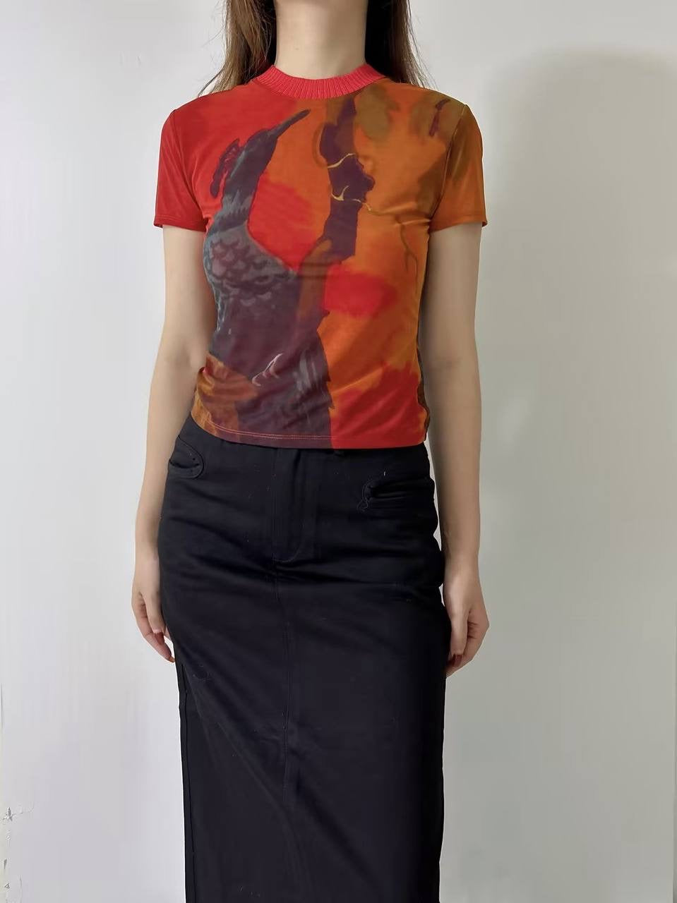 STL Libertine Fitted Tee Sheer Mesh Shirt