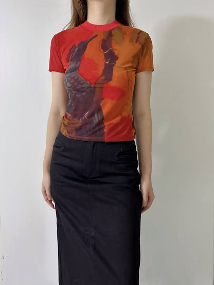 STL Libertine Fitted Tee Sheer Mesh Shirt