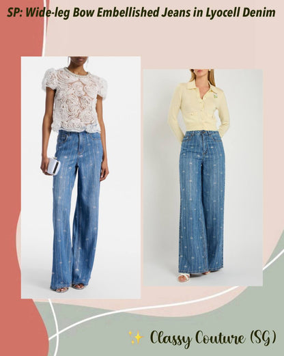 SP Wide-leg Bow Embellished Jeans in Lyocell Denim