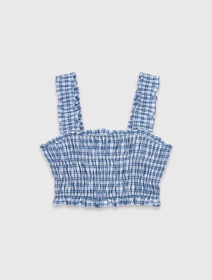 MJ Lunamimi Smocked Crop Top | Jomimi Midi Skirt | Rhinestone-embellished Gingham Cotton Set