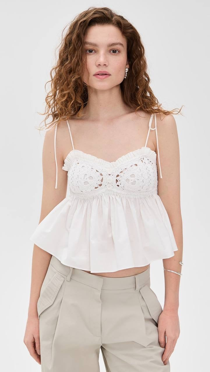 TG Kirsten Crochet Cotton Sundress Maxi Dress | Cami Babydoll Peplum Top