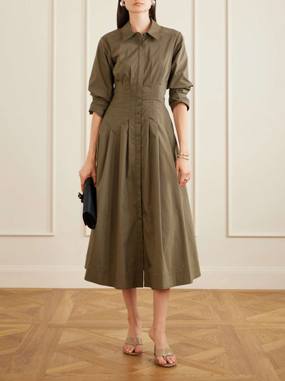 (PART 2/2) SK Jazz Pintuck Cotton-blend Midi Dress