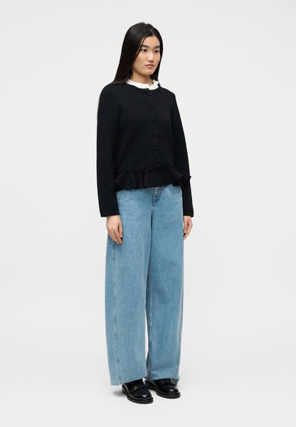 SD Removable Collar Viscose-blend Peplum Cardigan