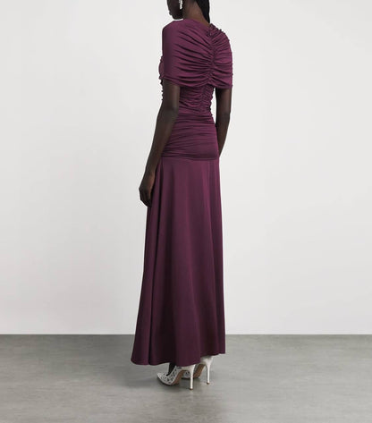 SP Burgundy Jersey Gathered Maxi Dress