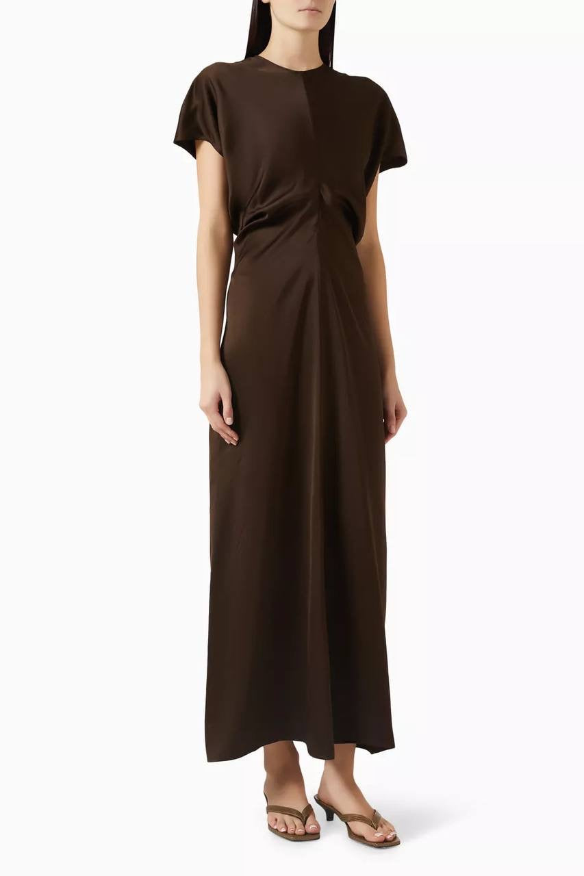 TOT Slouch-waist Viscose Satin Midi Maxi Dress