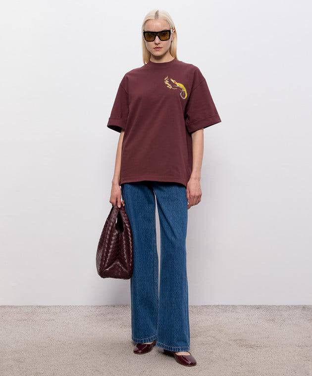 ALM Camelia Embroidered Cotton Tee Shirt
