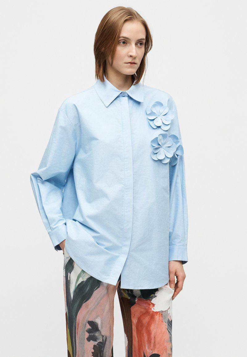 SG 3D Floral Appliqué Peplum Top | Shirt | Mini Skirt | Cotton Set