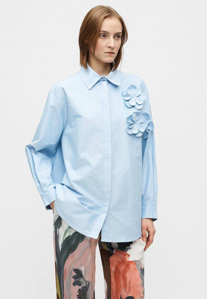 SG 3D Floral Appliqué Peplum Top | Shirt | Mini Skirt | Cotton Set