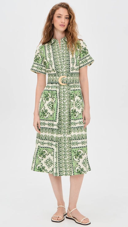 CC Malena Cotton Belted Midi Dress