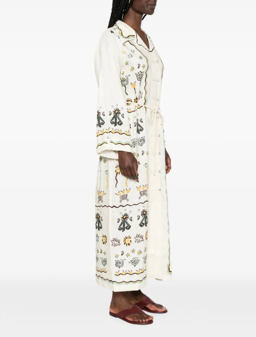 ALM Sun Dancer Linen Shirtdress Midi Dress