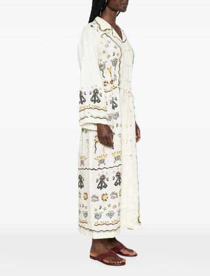 ALM Sun Dancer Linen Shirtdress Midi Dress