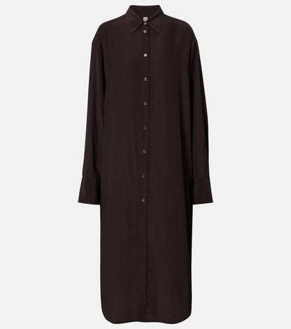 TOT Silk Shirtdress In Brown