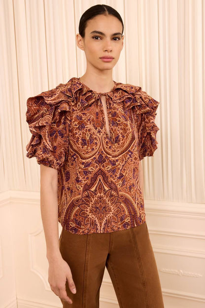 UJ Josephine Short Sleeve Silk Top - Image 5