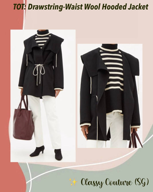 TOT Drawstring-Waist Wool Hooded Jacket