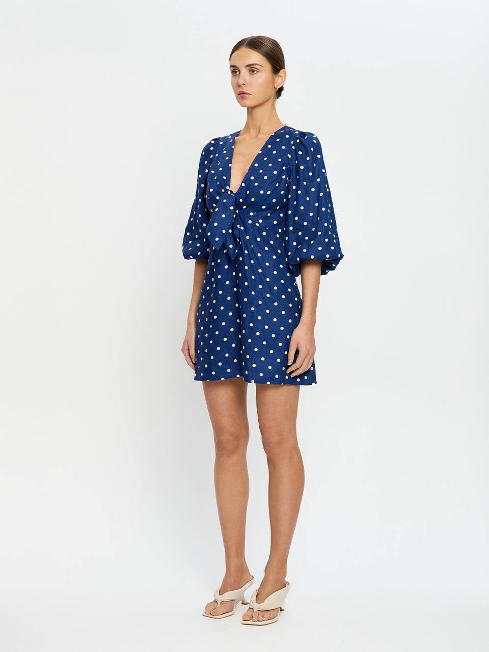 KV Lily Linen Polka Dot Mini Dress