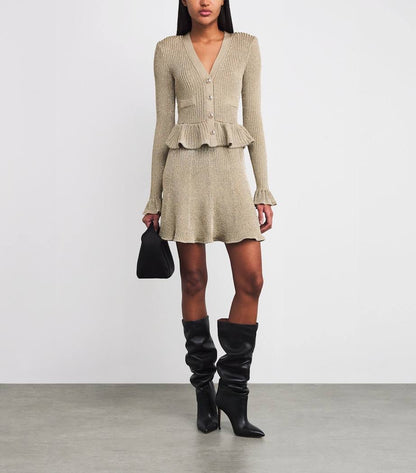 SP Gold Lurex Peplum Mini Dress
