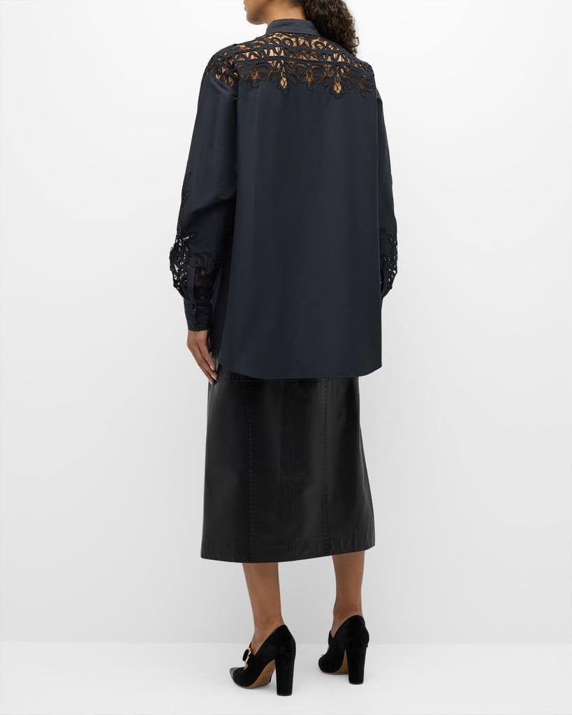 UJ Harden Oversized Cotton-Silk Lace-panel Tunic Shirt