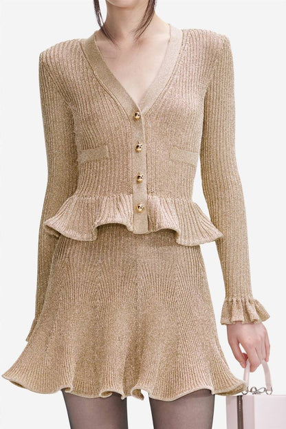 SP Gold Lurex Peplum Mini Dress