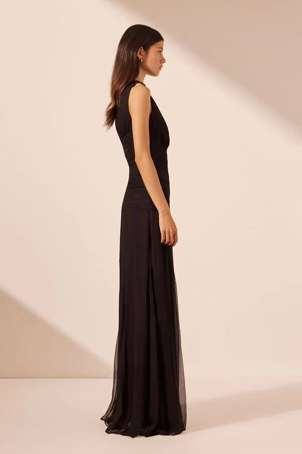 SJ Claude Cut Out Side Split Maxi Dress - Black