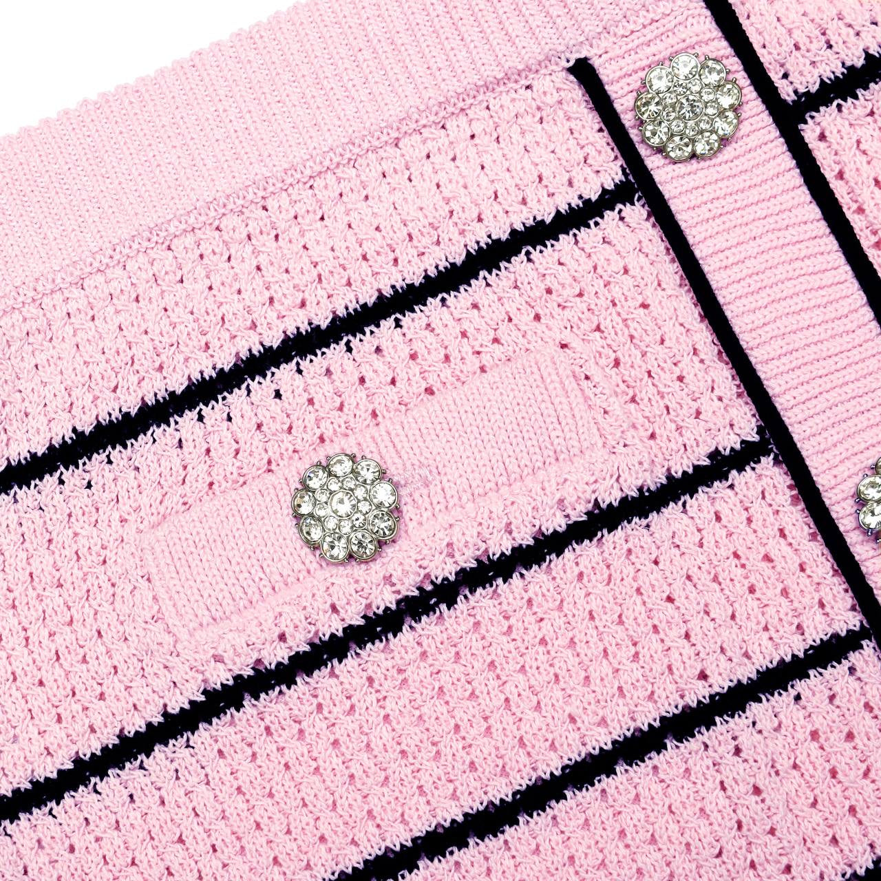 SP Pink Stripe Knit Cardigan | Mini Skirt| Jisoo Set