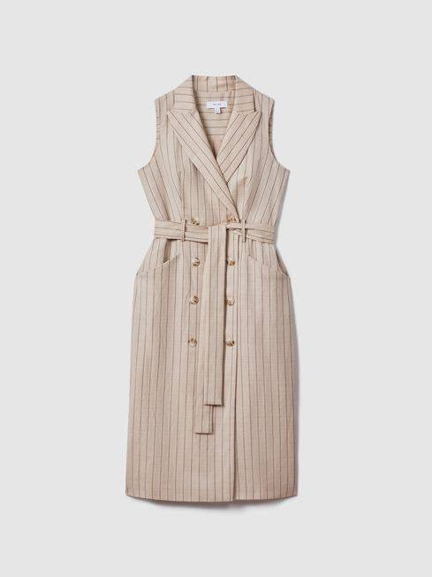 RS Andie Wool Blend Striped Double Breasted Midi Dress