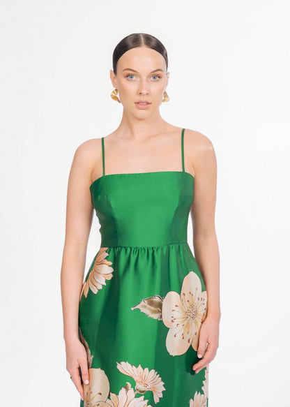 ALM Sage Printed Satin Midi Dress