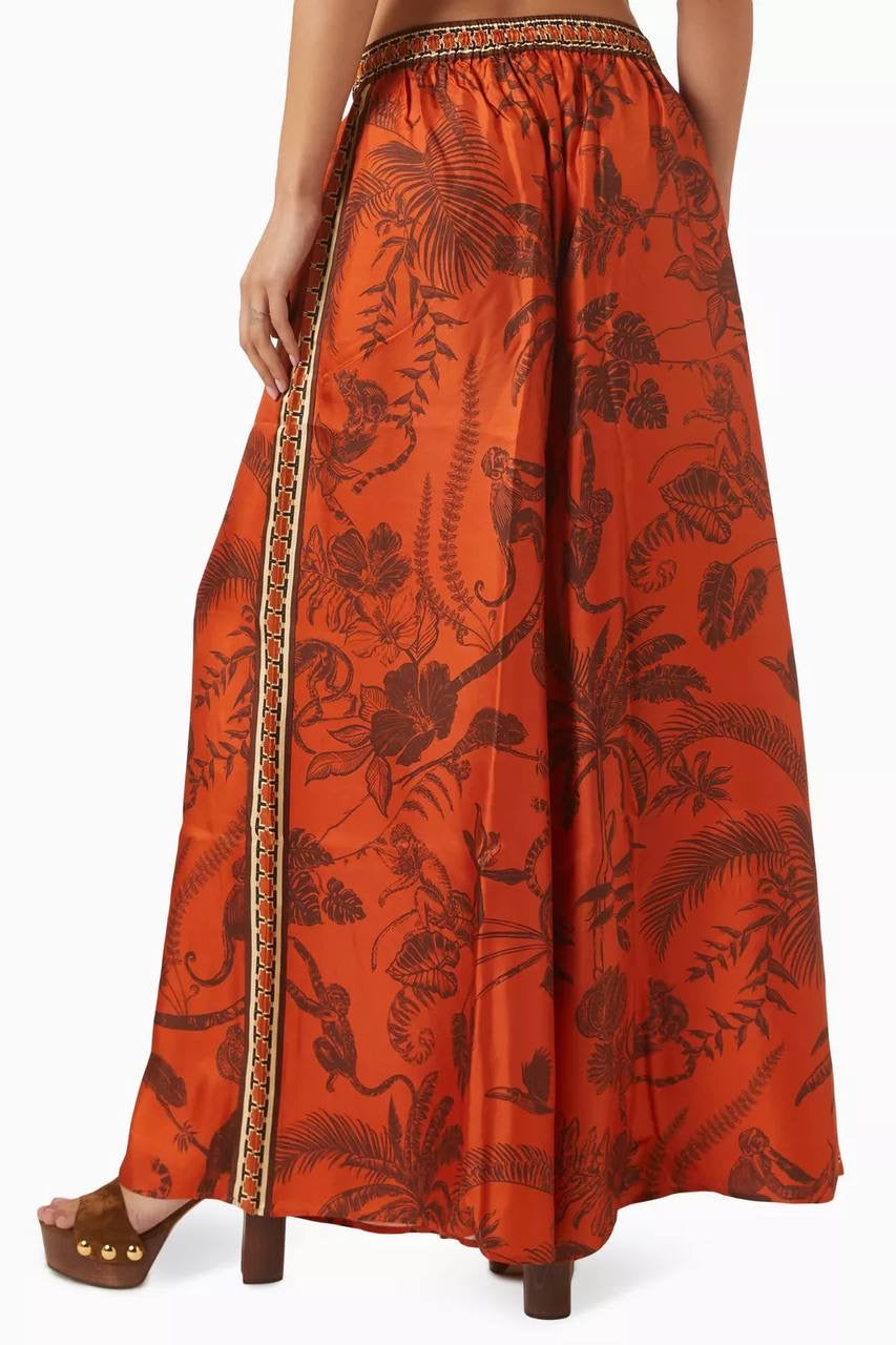 ALM Monkey Dance Printed Silk Satin Shirt | Pants | Set