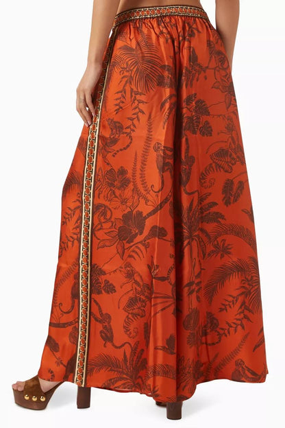 ALM Monkey Dance Printed Silk Satin Shirt | Pants | Set