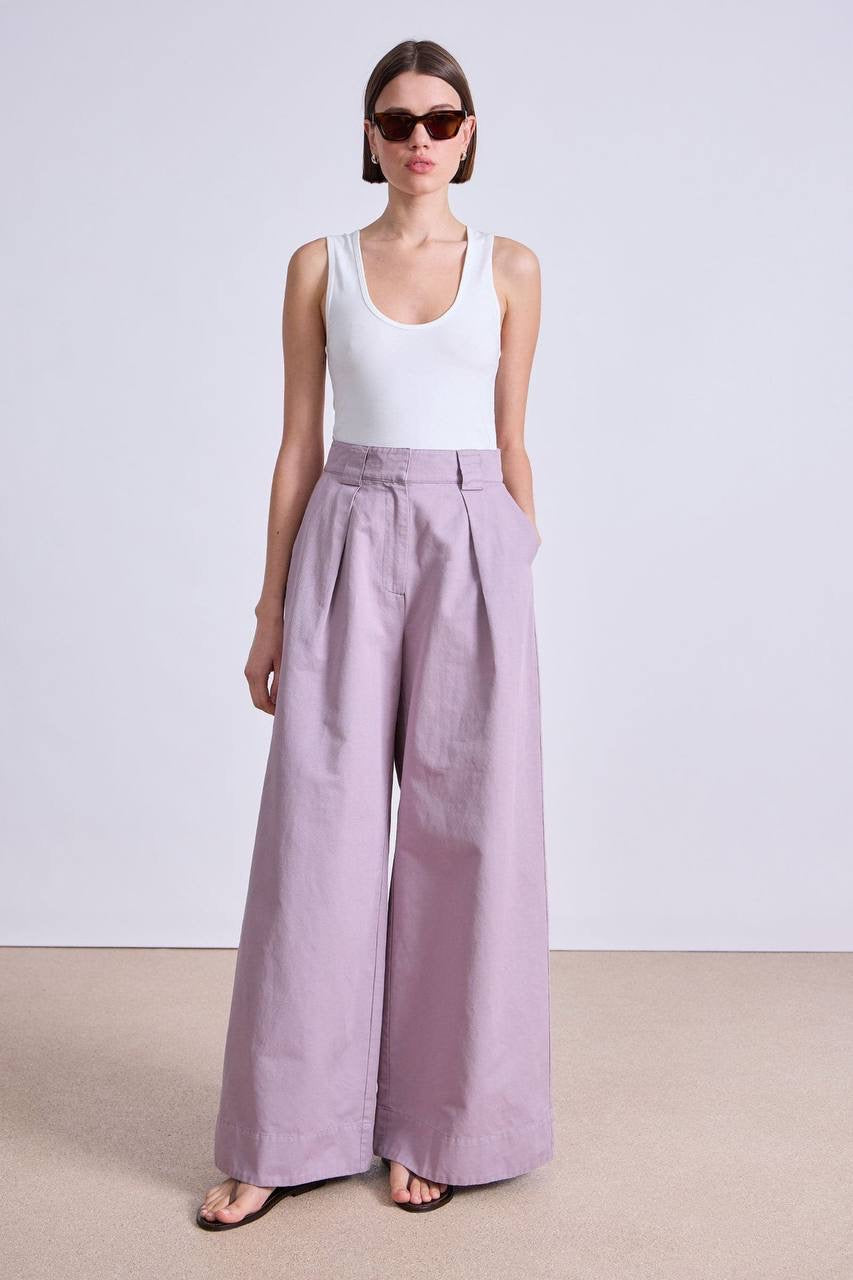 AA Eli Cotton-Linen Wide Leg Pants in Nirvana Purple