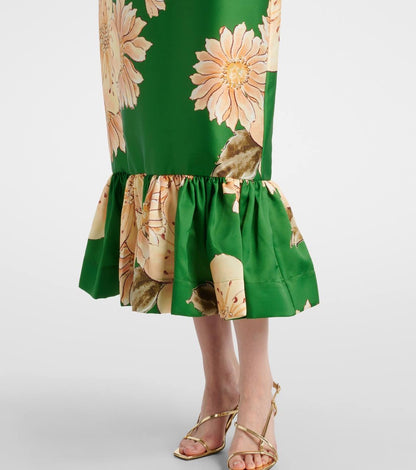 ALM Sage Printed Satin Midi Dress