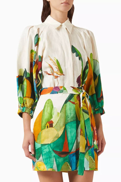 ALM Mokshini Linen Mini Dress Shirtdress