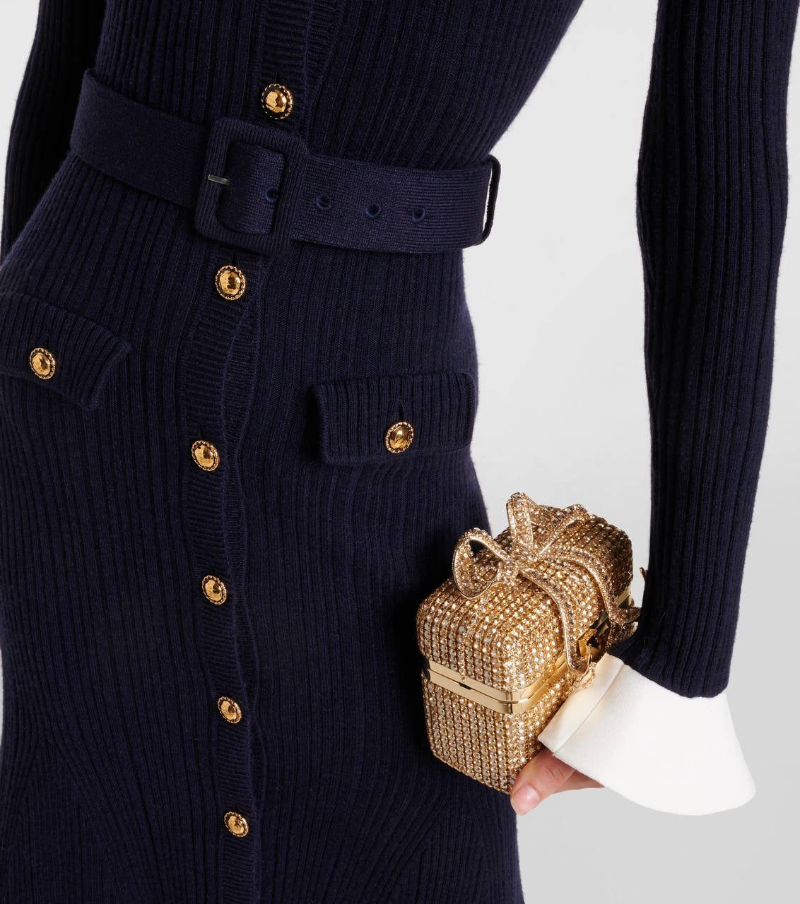 SP Navy Viscose Knit Mini | Midi Dress