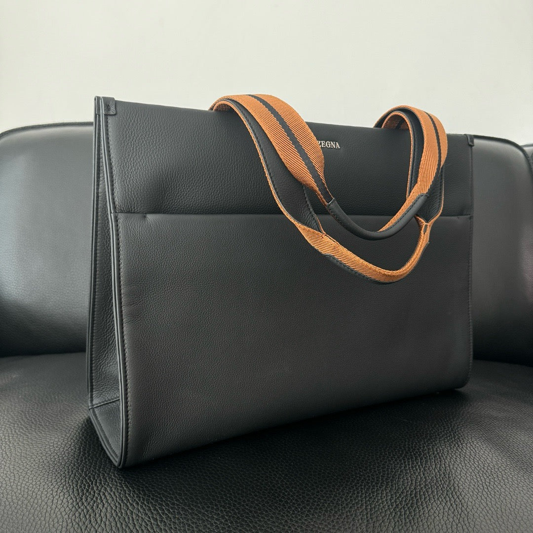 ZN Black Deerskin Leather Tote Bag