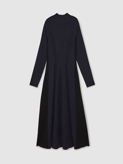 RS Zaya Knitted Contrast-Panel Midi Dress