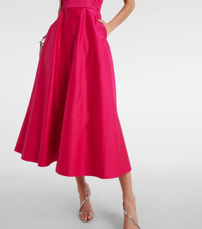 RM Asymmetric Stretching Cotton Poplin Midi Dress