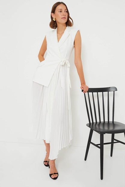 Jon Sim Helena Combo Blazer Pleated Midi Dress