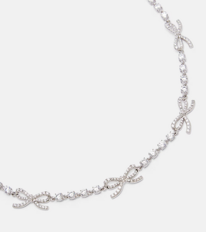 SP Crystal-embellished Ribbon Bow Necklace