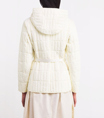 MK Raja Light Down Vertical Quilted Hooded Jacket with Belt