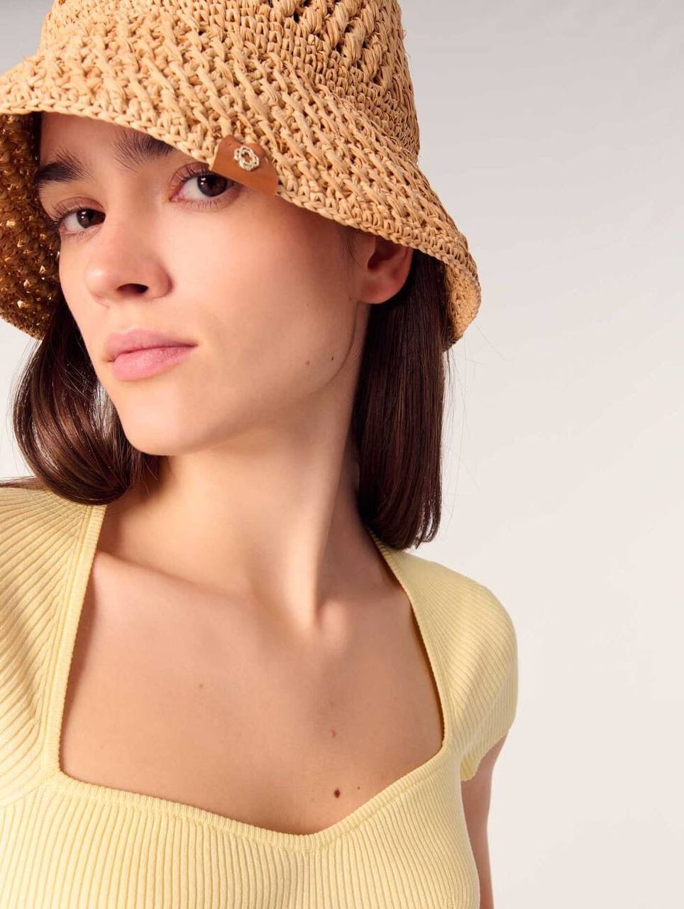 MJ Moka Rib Knit Sweetheart Shirt Top
