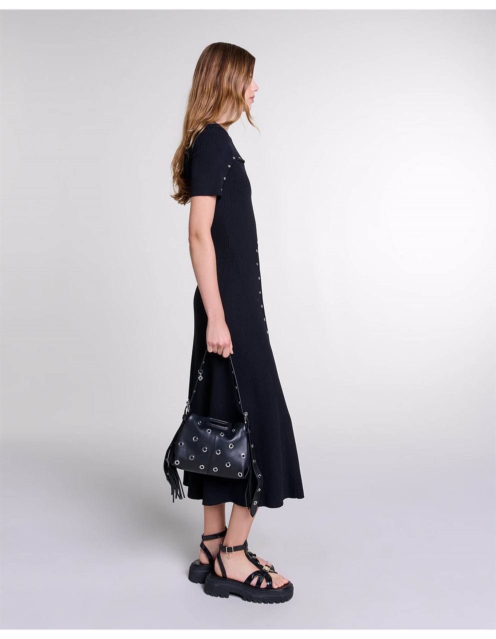MJ Clover Embellished Short-Sleeve Midi Dress