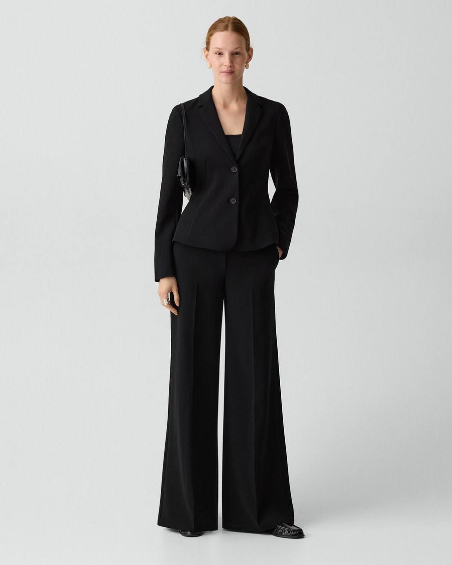 TH Fitted Blazer | Pleated Wide-Leg Pant 30" in Admiral Crepe