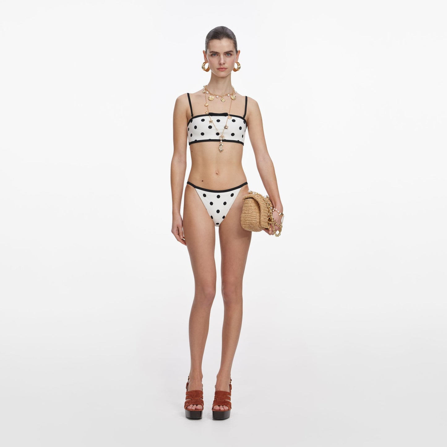 SP Black Polka Dot One-piece Swimsuit | White Polka Dot Bikini Top & Bottom Set