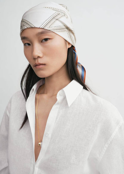 TOT Collector Scarf In Ecru Navy - Image 5