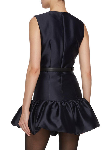 SP Taffeta Mini Dress in White & Navy Blue