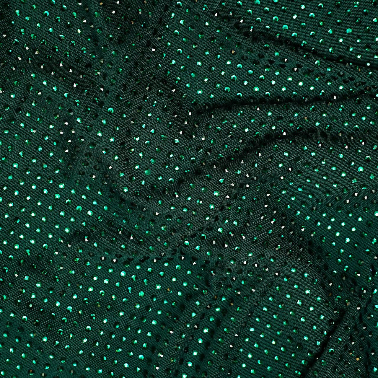 SP Green & Champagne Rhinestone-embellished Draped Sleeve Maxi Dress