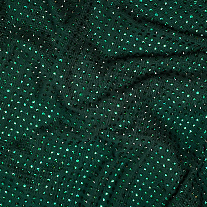 SP Green & Champagne Rhinestone-embellished Draped Sleeve Maxi Dress
