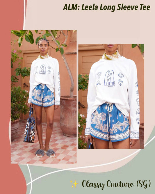 ALM Leela Long Sleeve Tee Cotton Shirt  | Acacia Linen Shorts | Set
