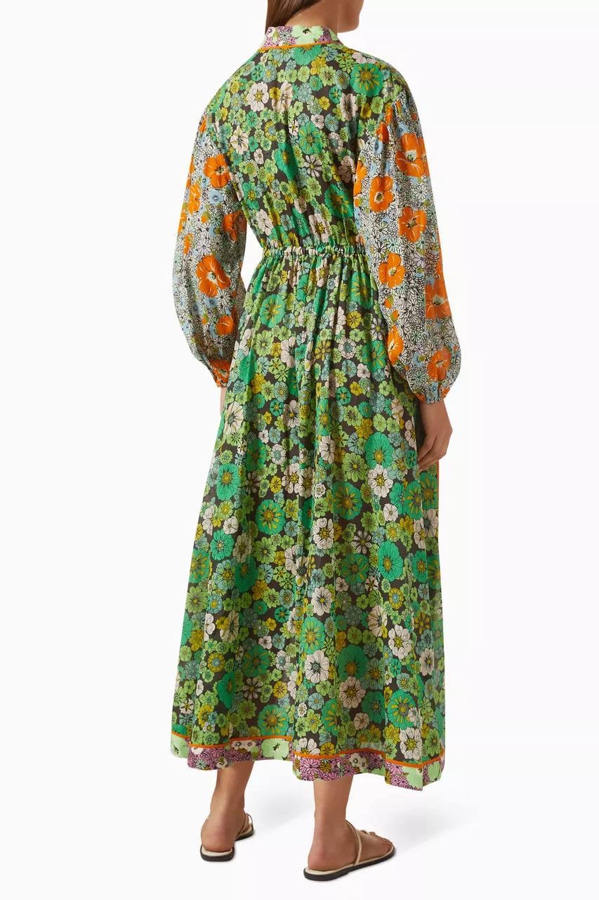 ALM Orange Blossom Spliced Midi Dress in Multi